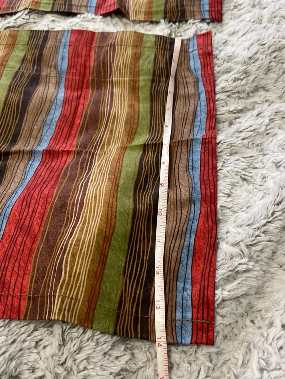 2 Striped Multicolor Window Valances Curtains Earth Tones 40x14”